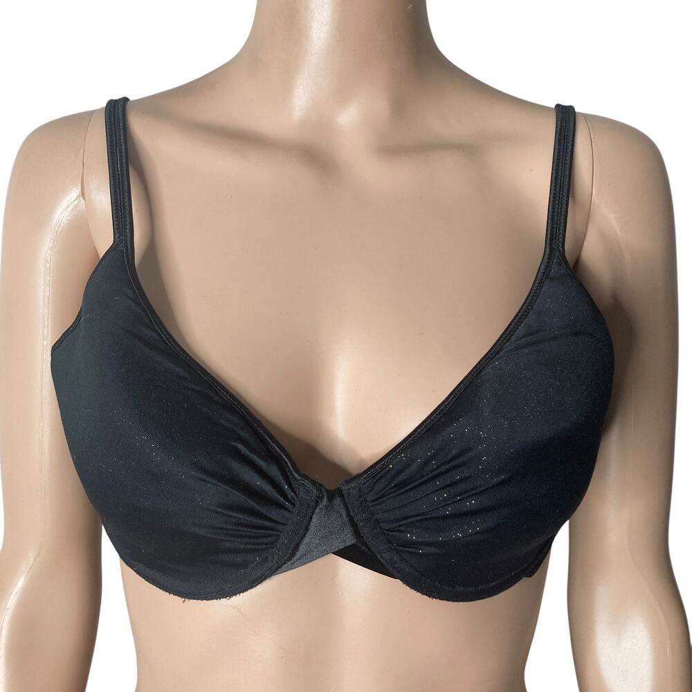 Hillard & Hanson Intimates Bra Womens 36C Black Gold Shimmer Underwire